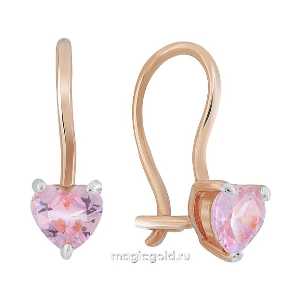 Золотые серьги с фианитом № 172163