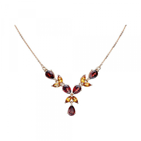 Золотое колье с полудраг. вставками № 127319