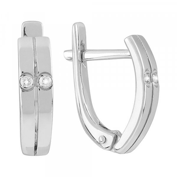 Золотые серьги с бриллиантом № 76312