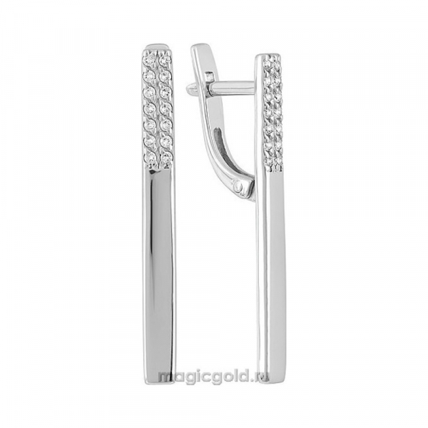 Серебряные серьги с фианитом № 140096