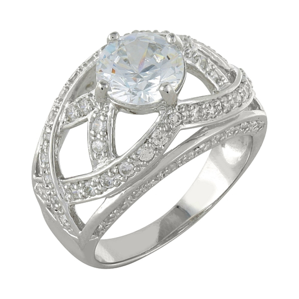 Серебряное кольцо с фианитами № 99893