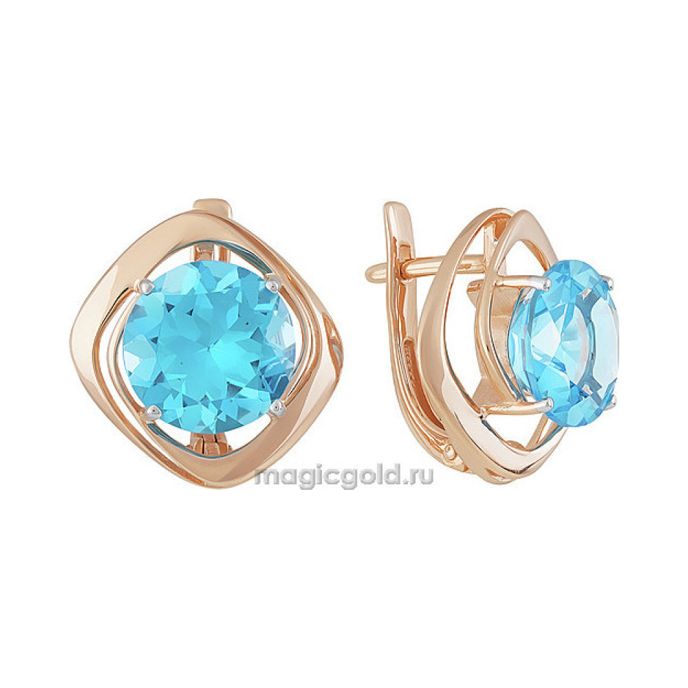 Золотые серьги с топазом № 160560