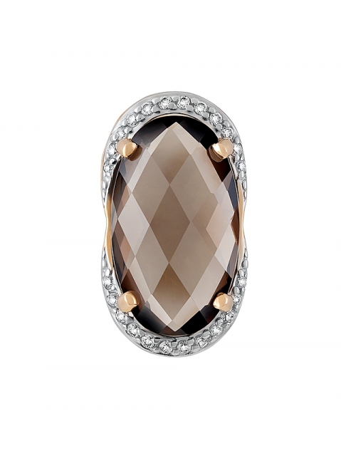 Золотая подвеска с раухтопазом и фианитом № 131758