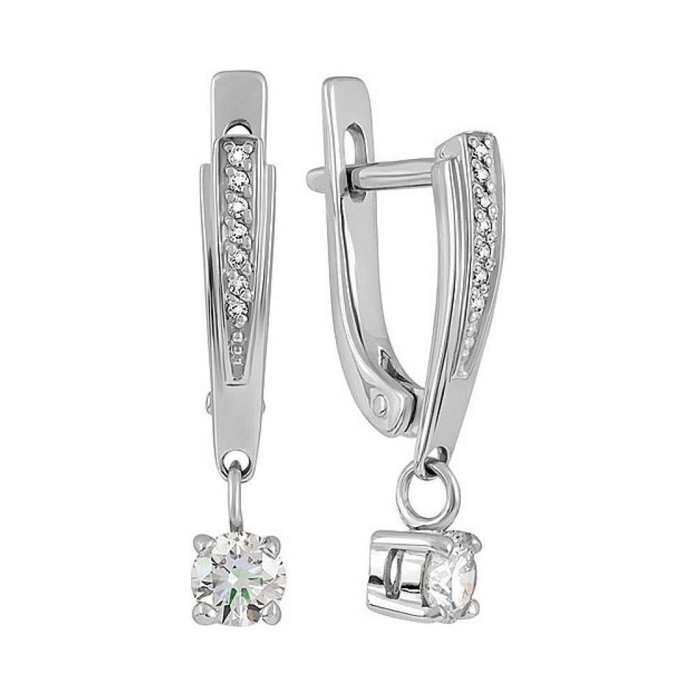 Золотые серьги с бриллиантом № 134628