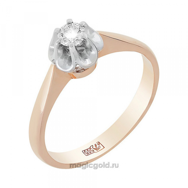 Золотое кольцо с бриллиантом № 41010