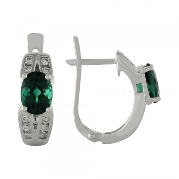 Серебряные серьги с фианитом и кварцем № 99738