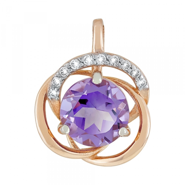 Золотая подвеска с аметистом и фианитом № 119012