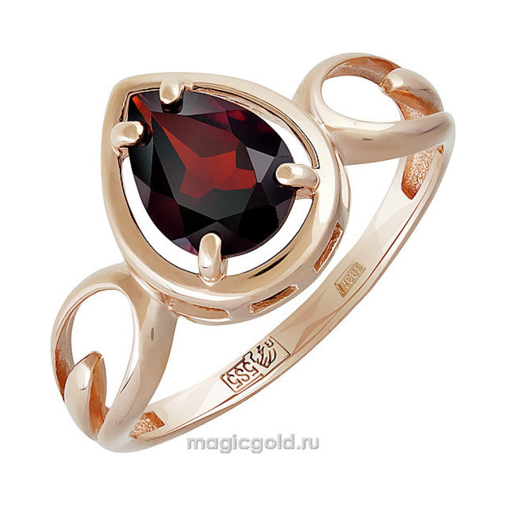 Золотое кольцо с гранатом № 142086