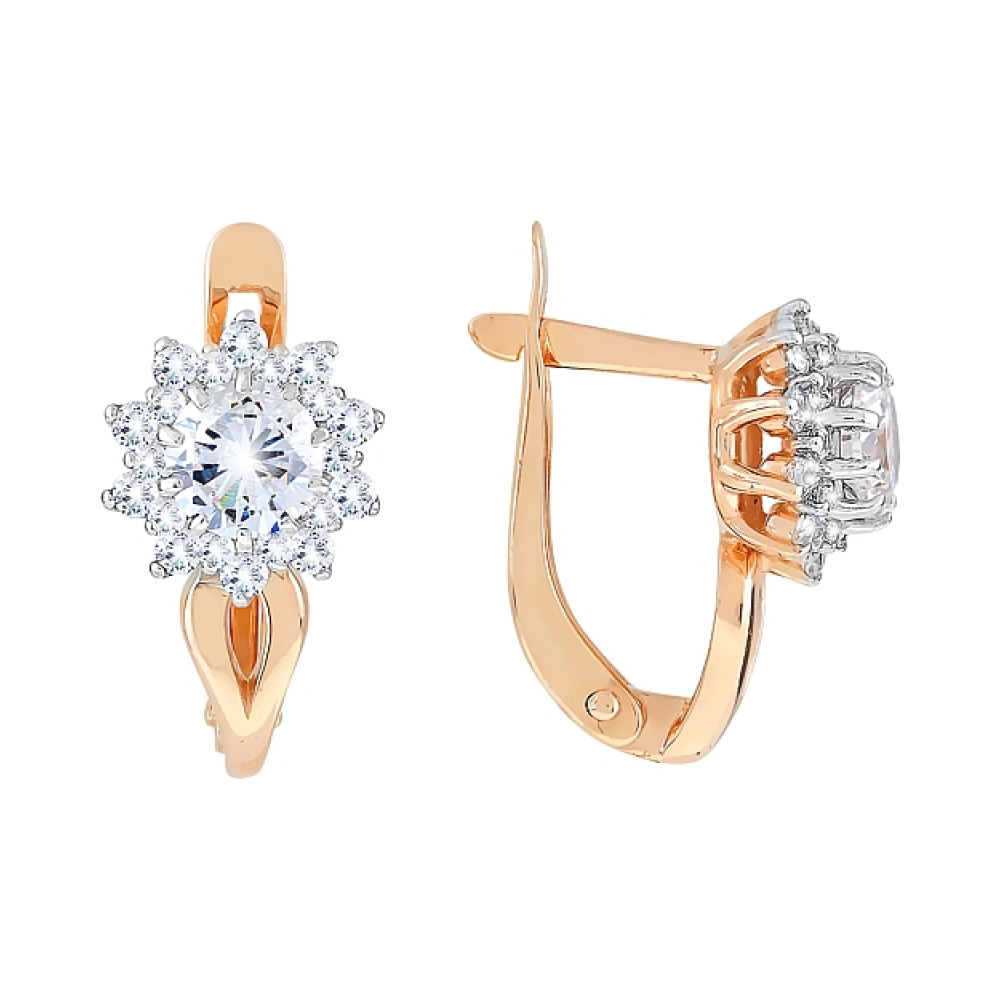 Золотые серьги с фианитами № 112781