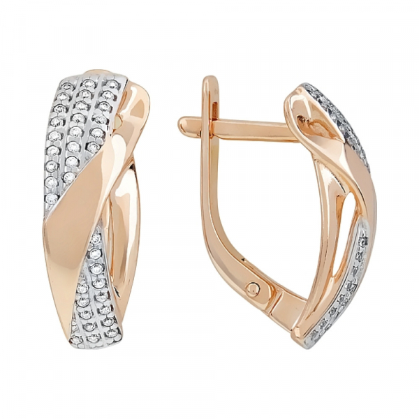 Золотые серьги с фианитами № 116198