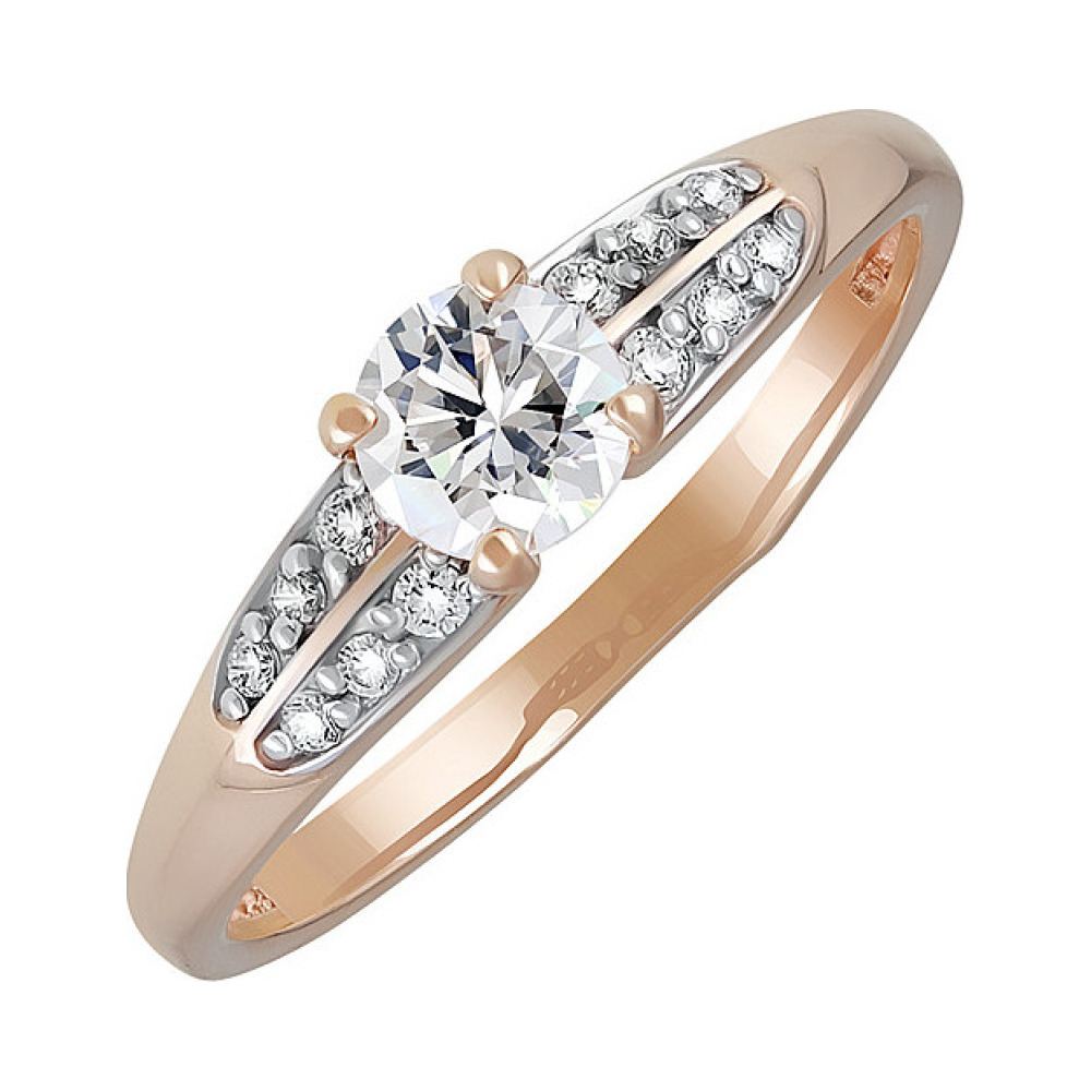 Золотое кольцо с фианитом № 134390