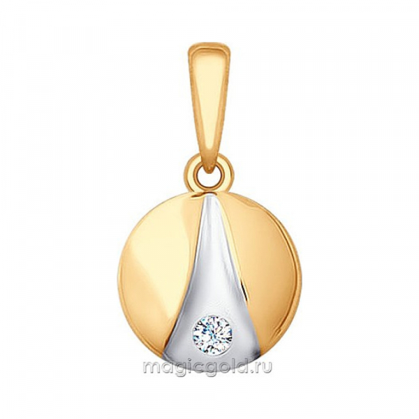 Золотая подвеска с фианитом № 163954