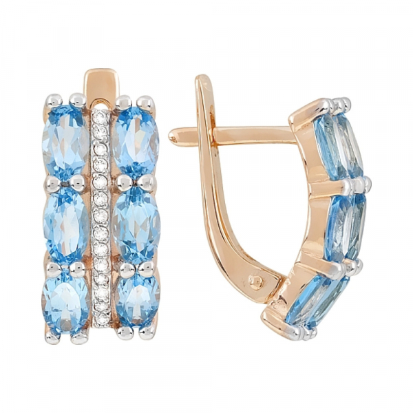 Золотые серьги с топазом и фианитом № 119564