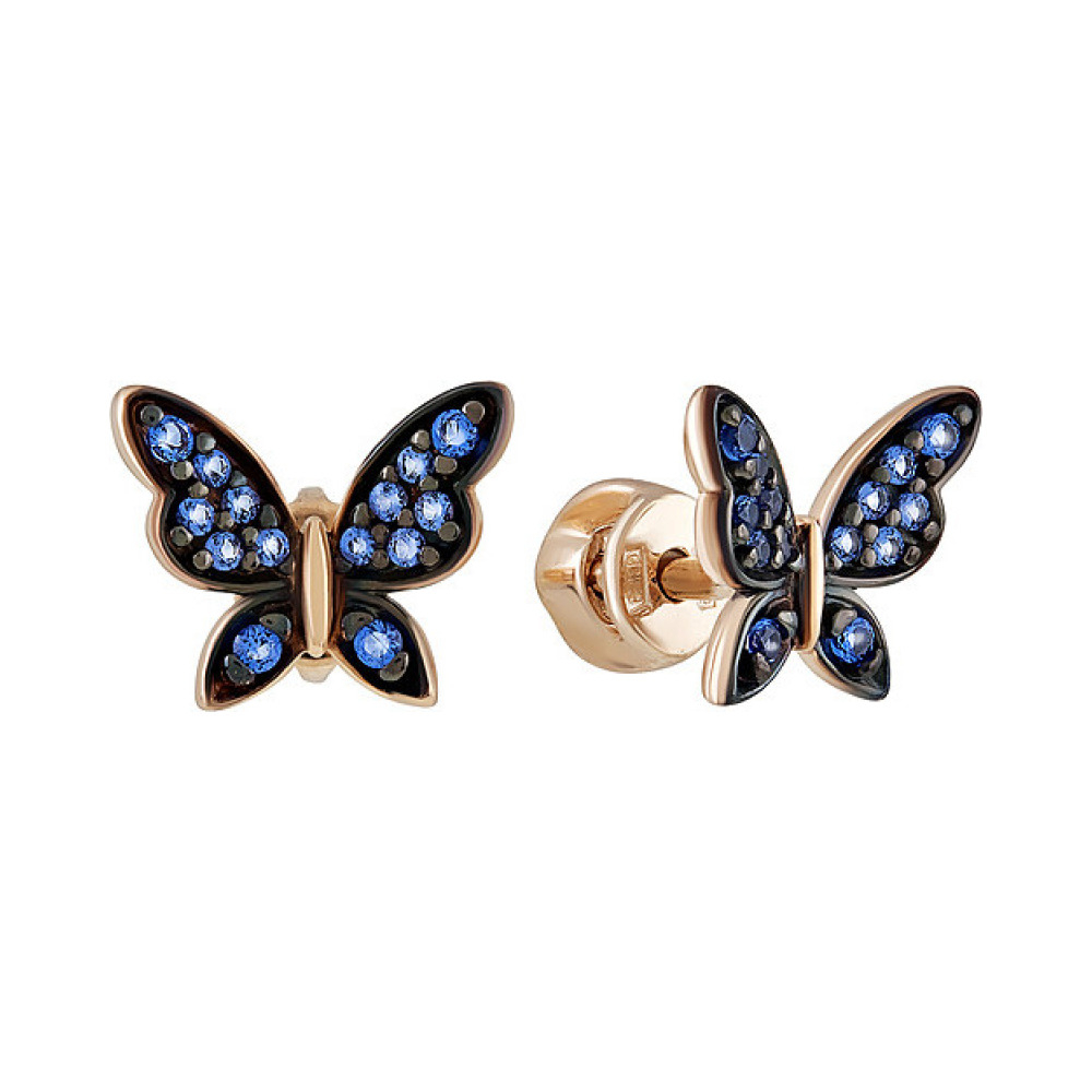 Золотые серьги с фианитом № 135971