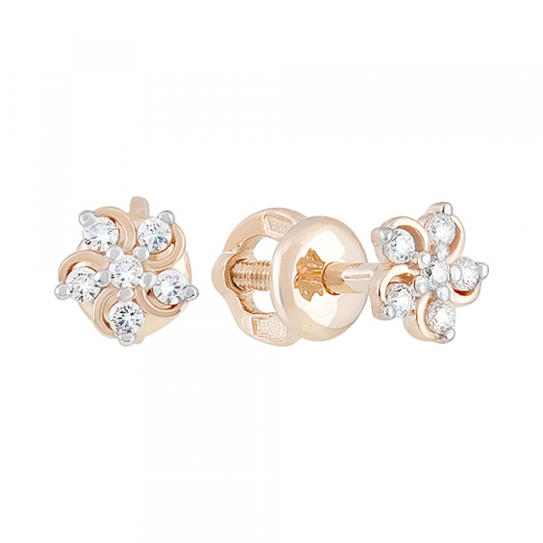 Золотые серьги с фианитами № 128873