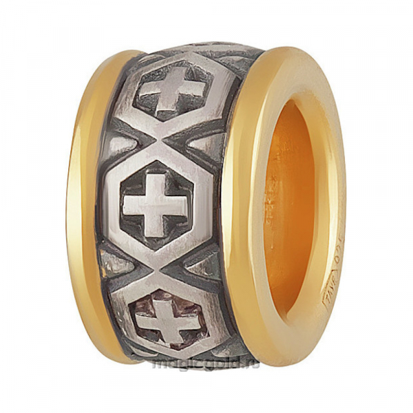 Серебряная подвеска бусина-разделитель с золотым покрытием № 161586