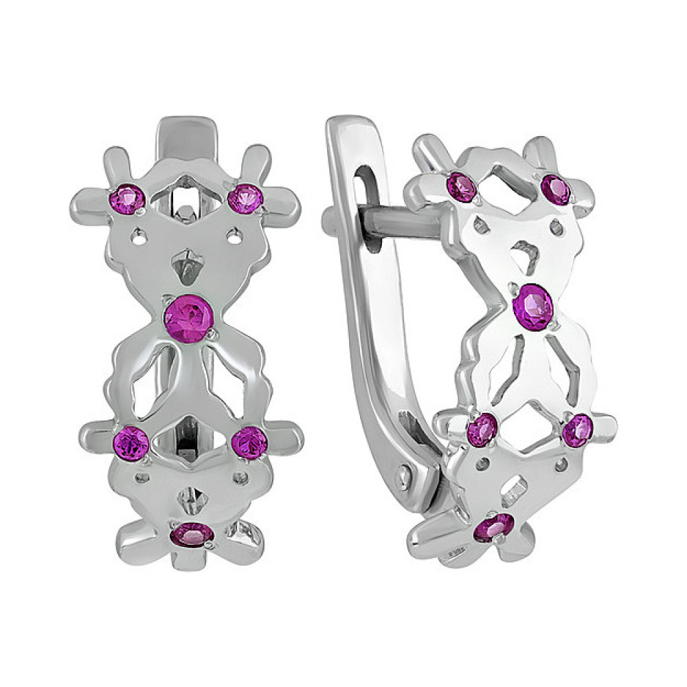 Серебряные серьги с имитац. корунда № 134076