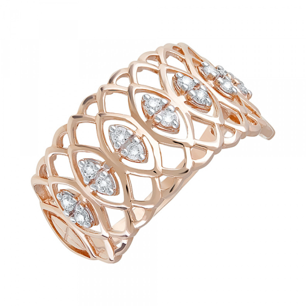 Золотое кольцо с фианитами № 123643