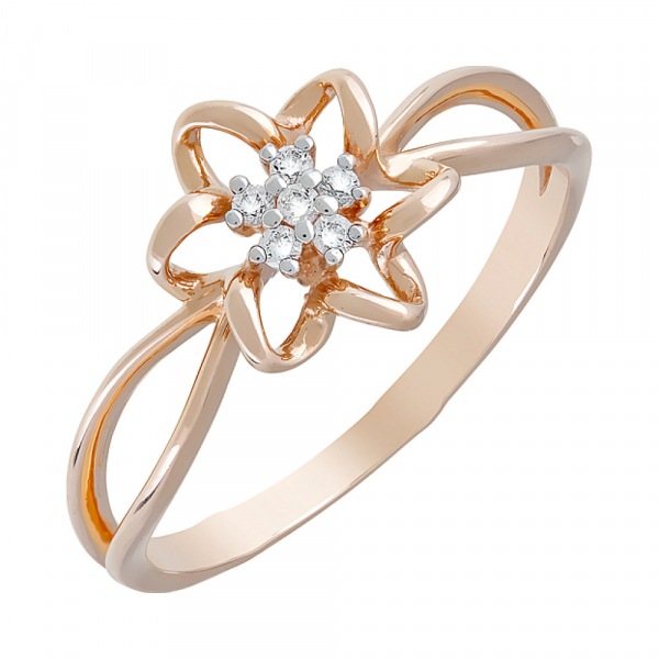 Золотое кольцо с фианитами № 101834