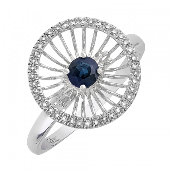 Золотое кольцо с бриллиантами и сапфиром № 107104