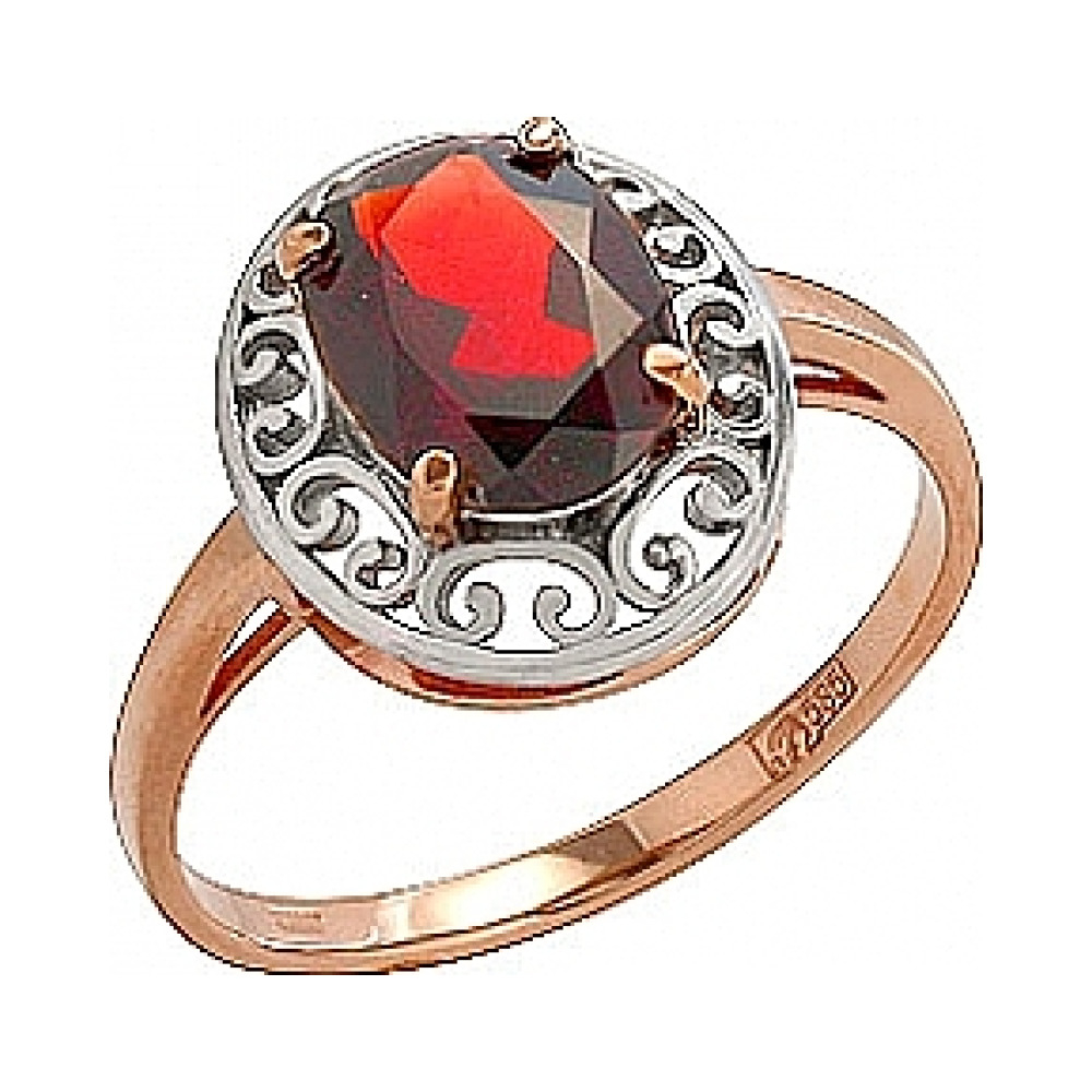 Золотое кольцо с гранатом № 52013