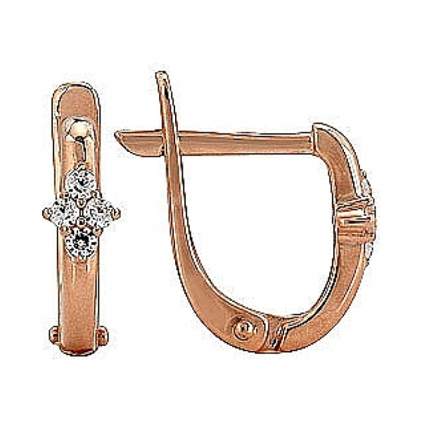 Золотые серьги с фианитом № 72565