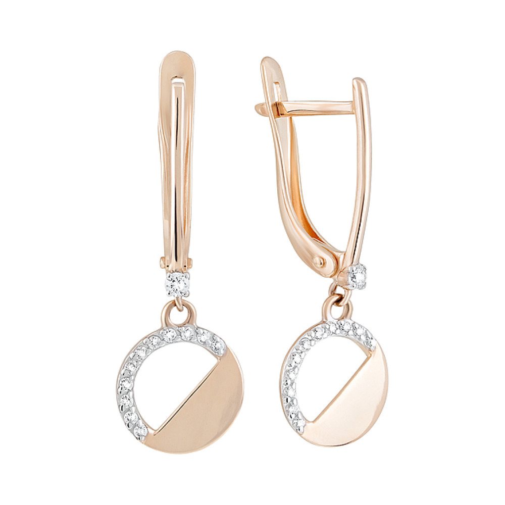 Золотые серьги с фианитами № 126753