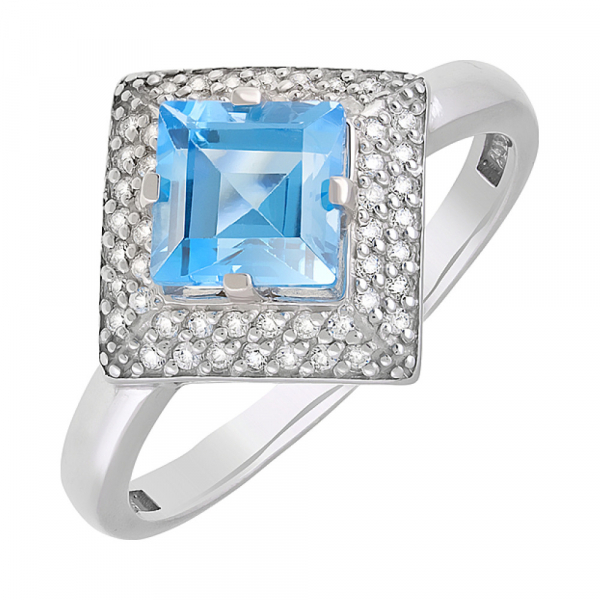 Серебряное кольцо с топазом и фианитом № 123192