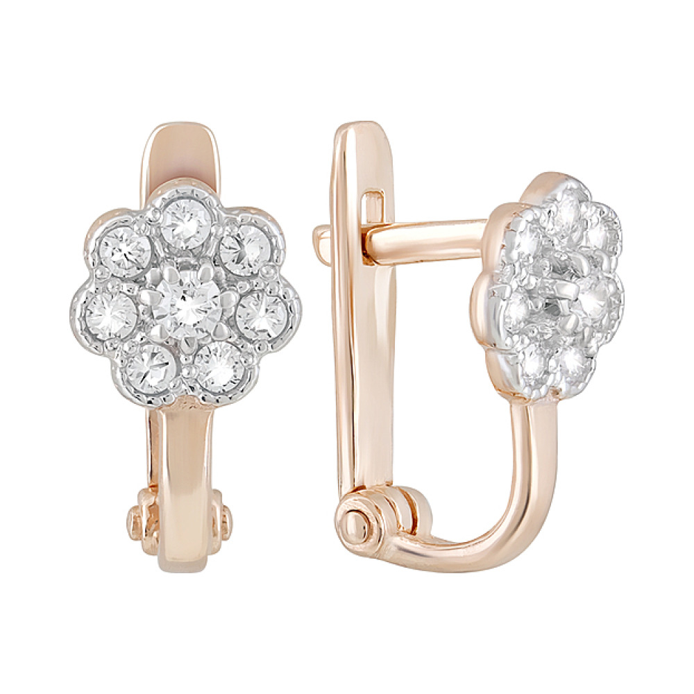 Золотые серьги с фианитами № 124372