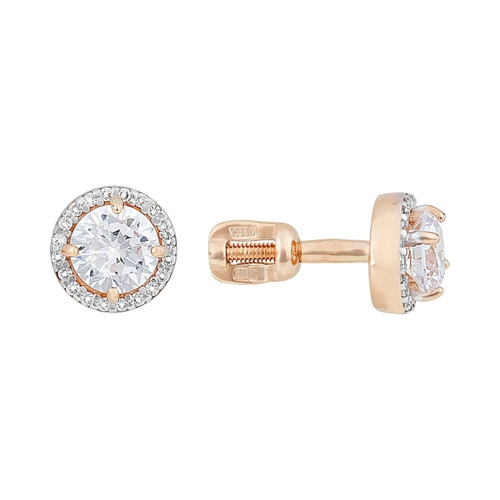 Золотые серьги с фианитами № 107588