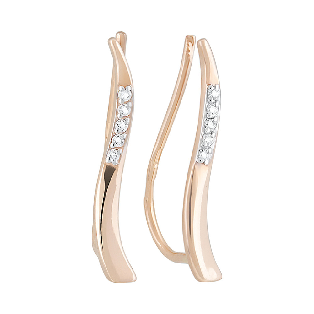 Золотые серьги с фианитами № 126767