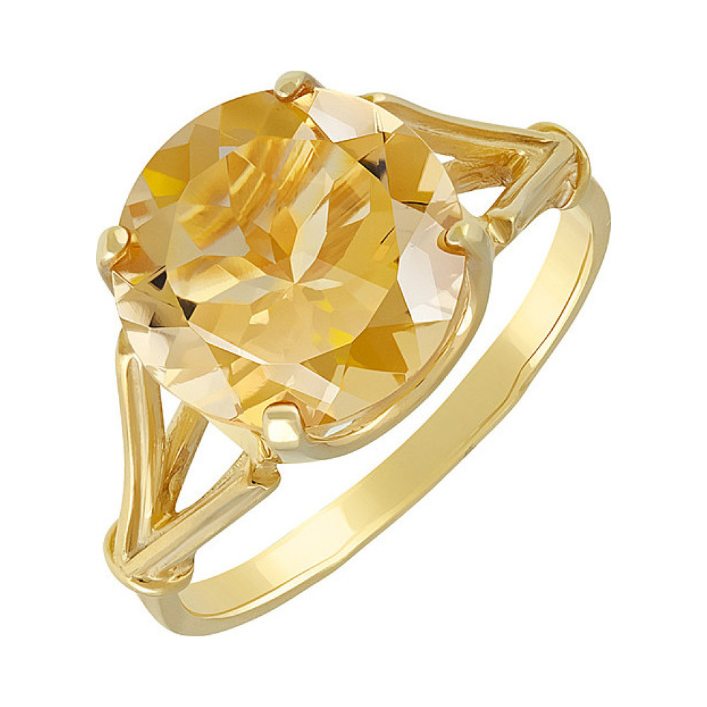 Серебряное кольцо с цитрином и золотым покрытием № 135670