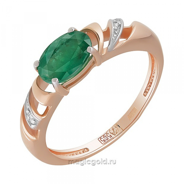 Золотое кольцо с бриллиантом и изумрудом № 162698