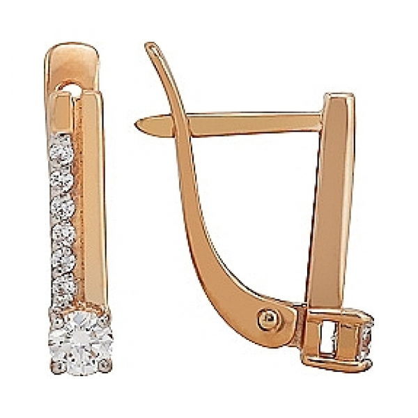 Золотые серьги с бриллиантом № 115716