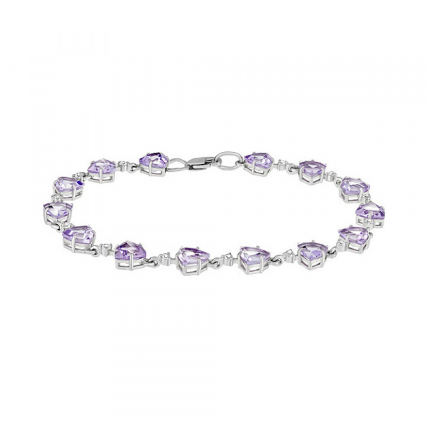 Серебряный браслет с аметистом и фианитом № 134096