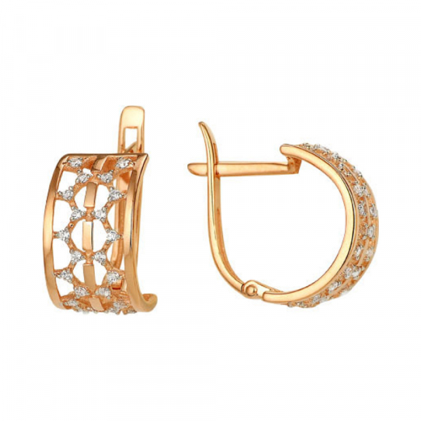 Золотые серьги с фианитом № 141129