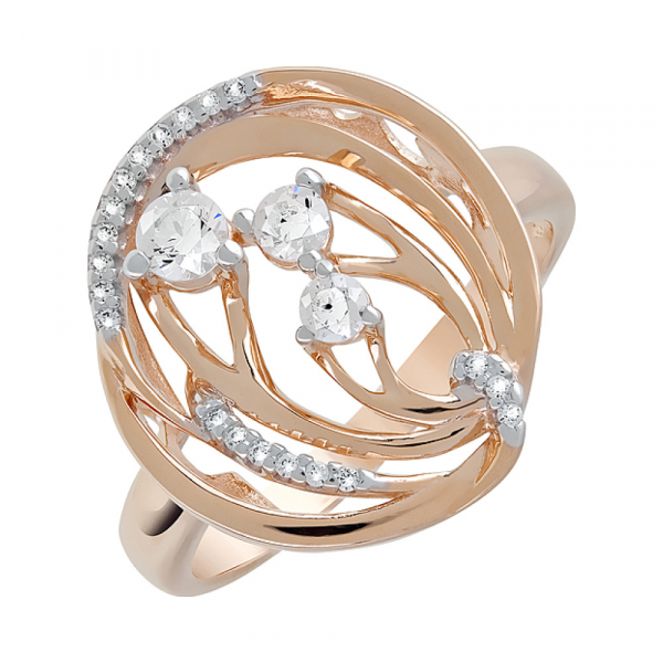 Золотое кольцо с фианитами № 123478