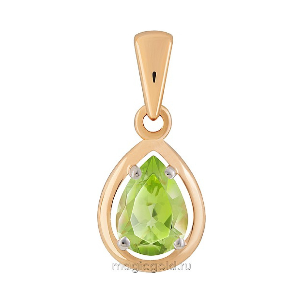 Золотая подвеска с хризолитом № 171146