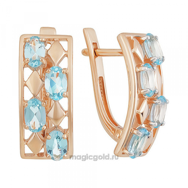 Золотые серьги с топазом № 141864