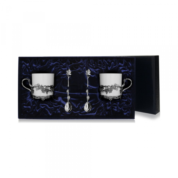 Набор серебряная чайная пара «Виноград»