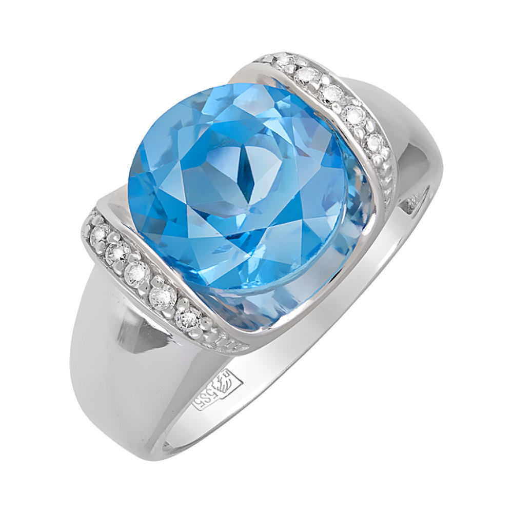 Золотое кольцо с топазом и фианитом № 122791