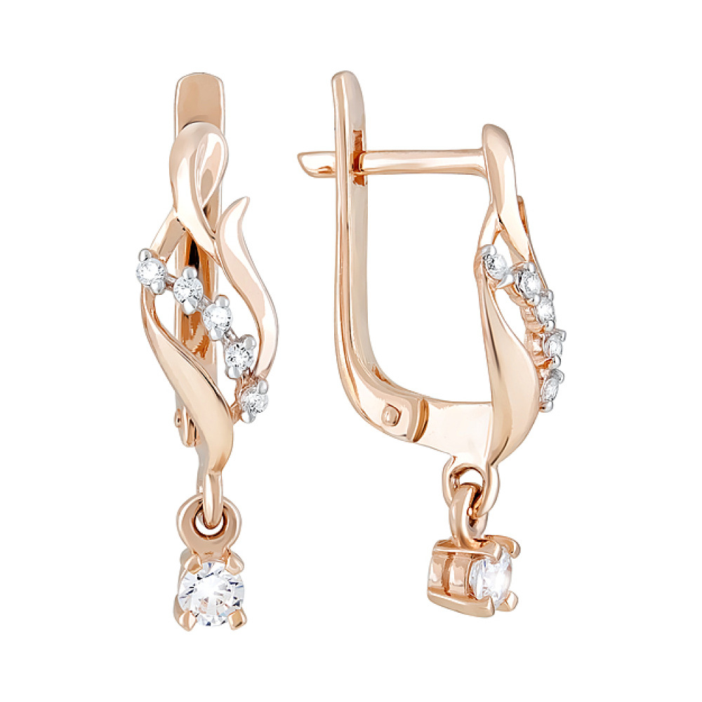 Золотые серьги с фианитом № 123659