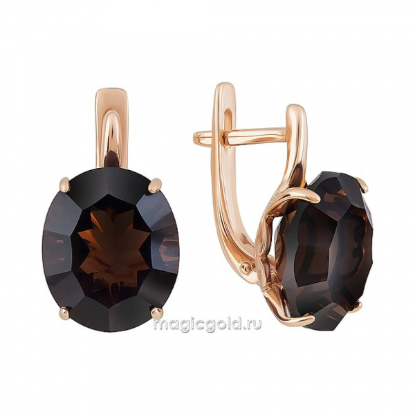 Золотые серьги с раухтопазом № 164377