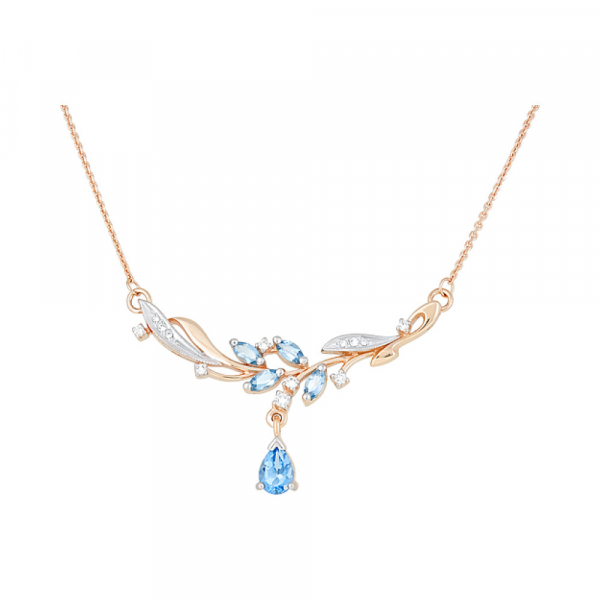 Золотое колье с топазом и фианитом № 122889