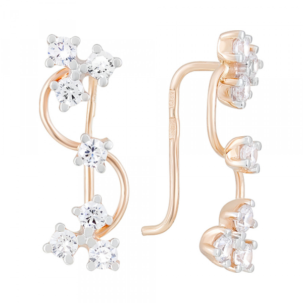 Золотые серьги с фианитом № 124324