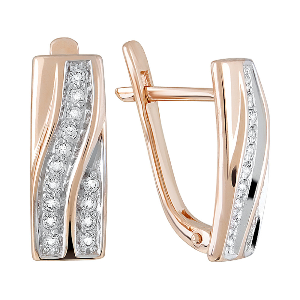 Золотые серьги с фианитами № 123393