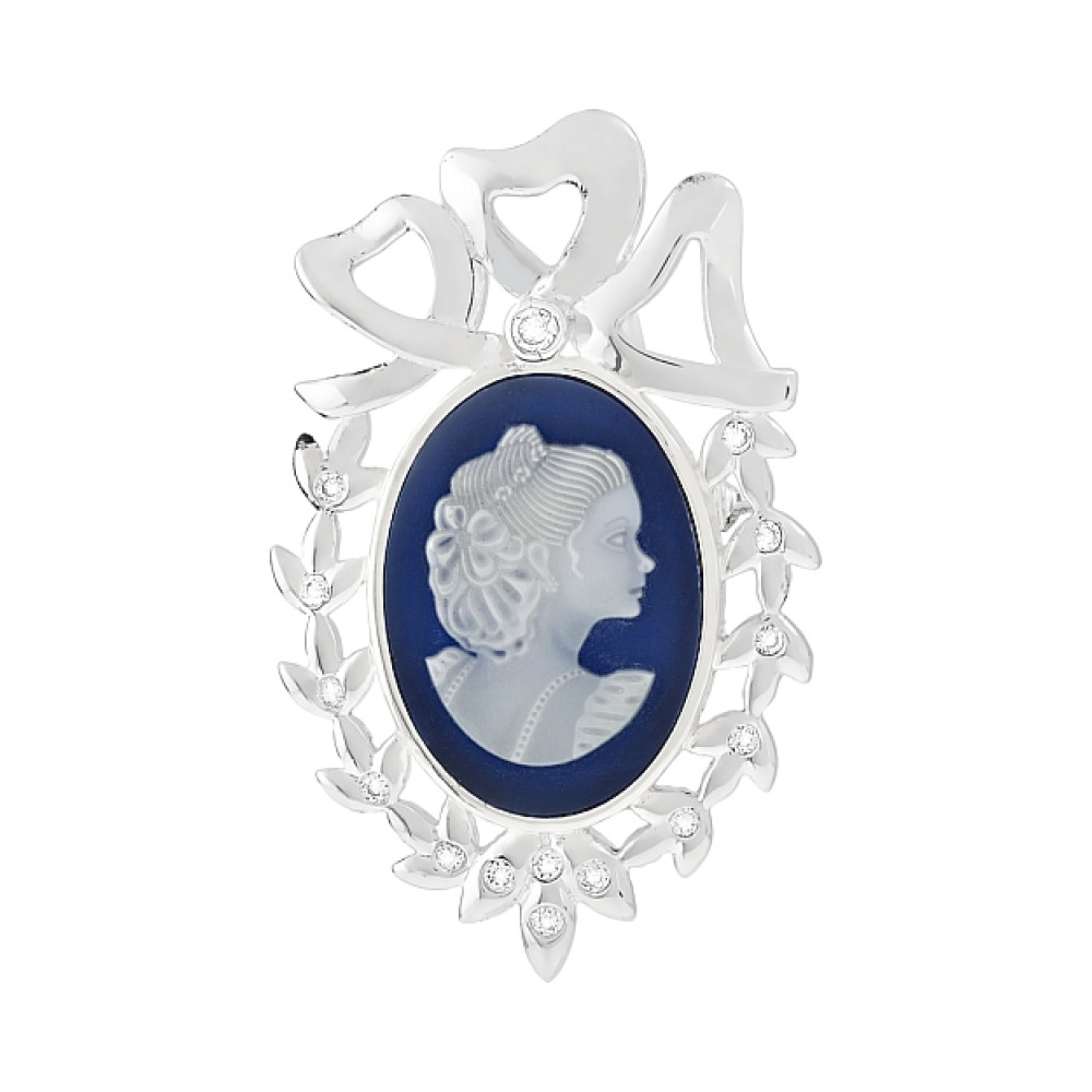 Брошь-подвеска с карбоном и фианитом  № 108428