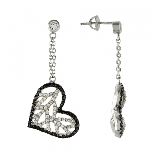 Серебряные серьги с фианитом № 83207