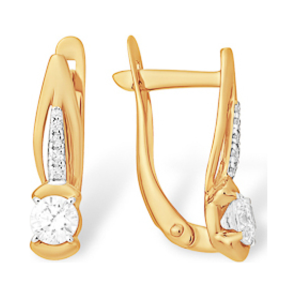 Золотые серьги с фианитом № 163218