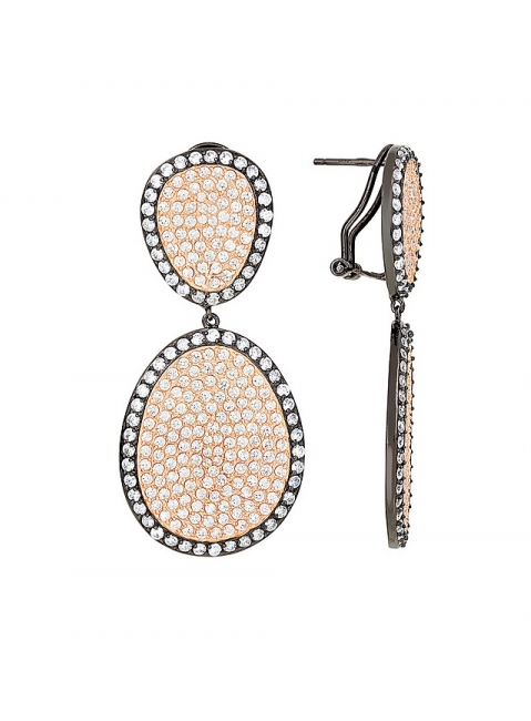 Серебряные серьги с фианитом и золотым покрытием № 115595